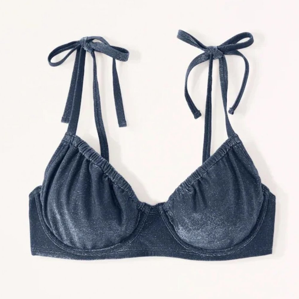 ABERCROMBIE & FITCH: Curve Love Shimmer Tie-Strap Underwire Bikini Top NWT